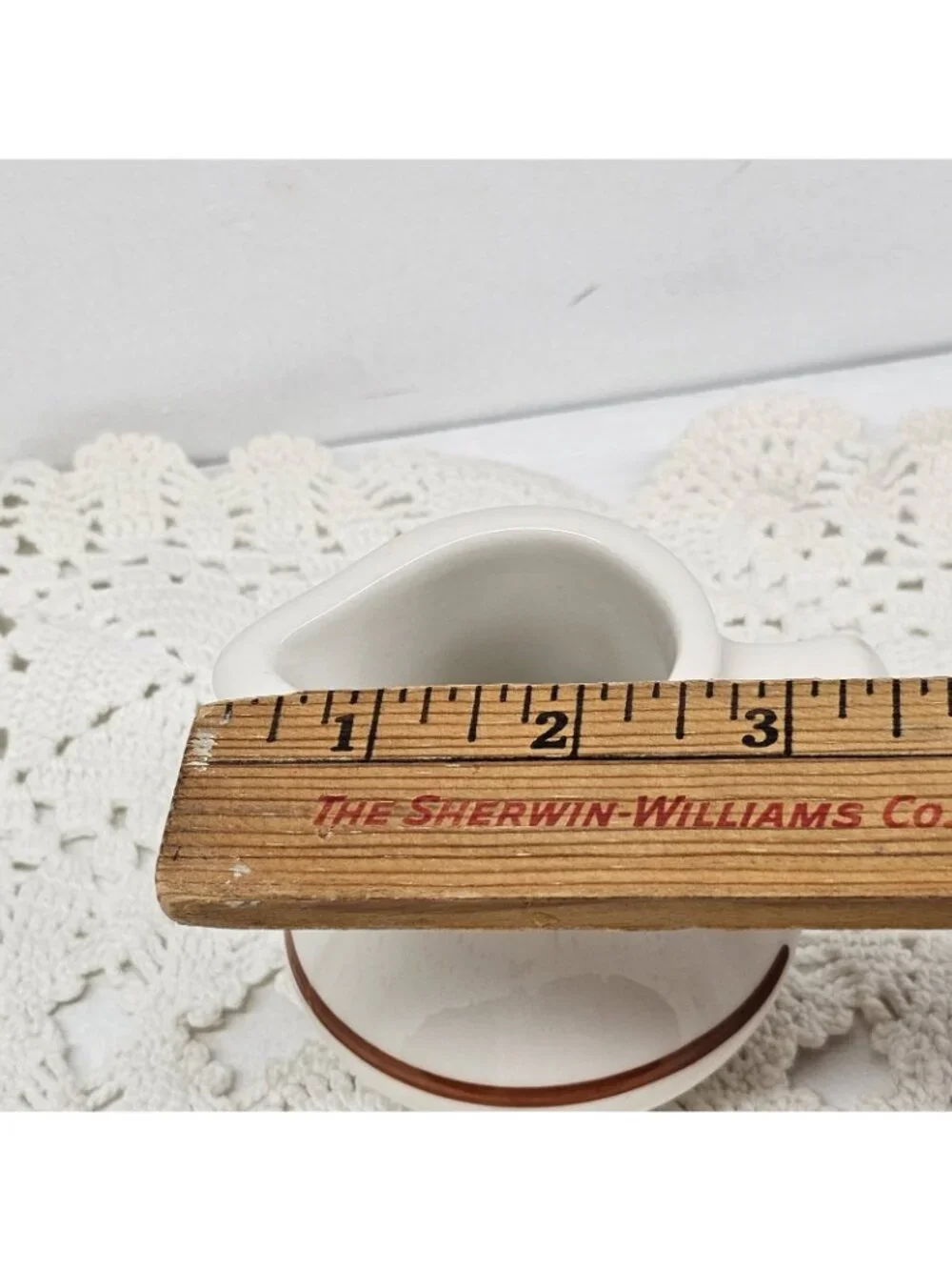 Vintage Homer Laughlin China 5oz Banquet Style Creamer Jug Ivory Brown Band Rest